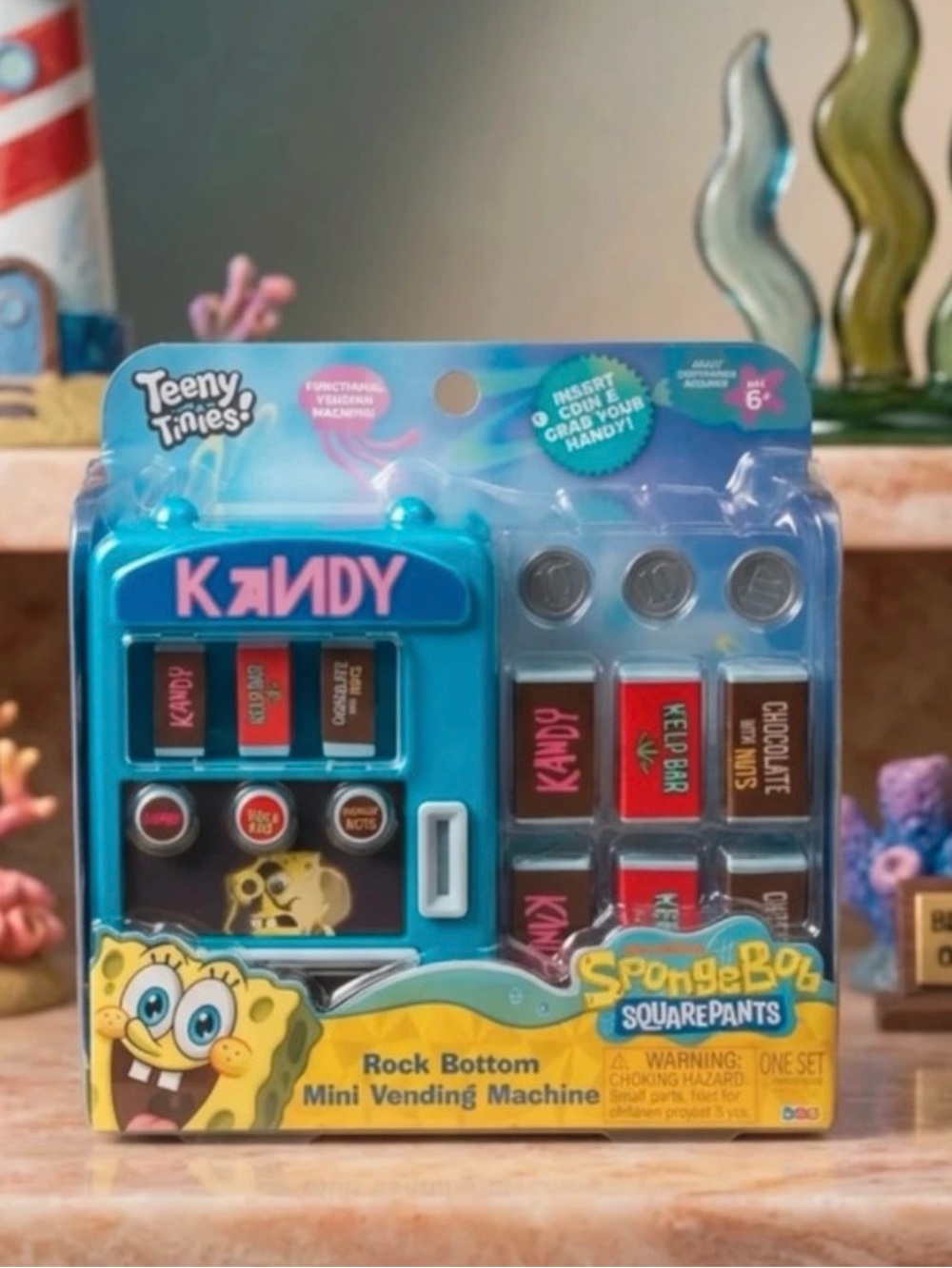 SpongeBob SquarePants Rock Bottom Mini Vending Machine Toy - Blue